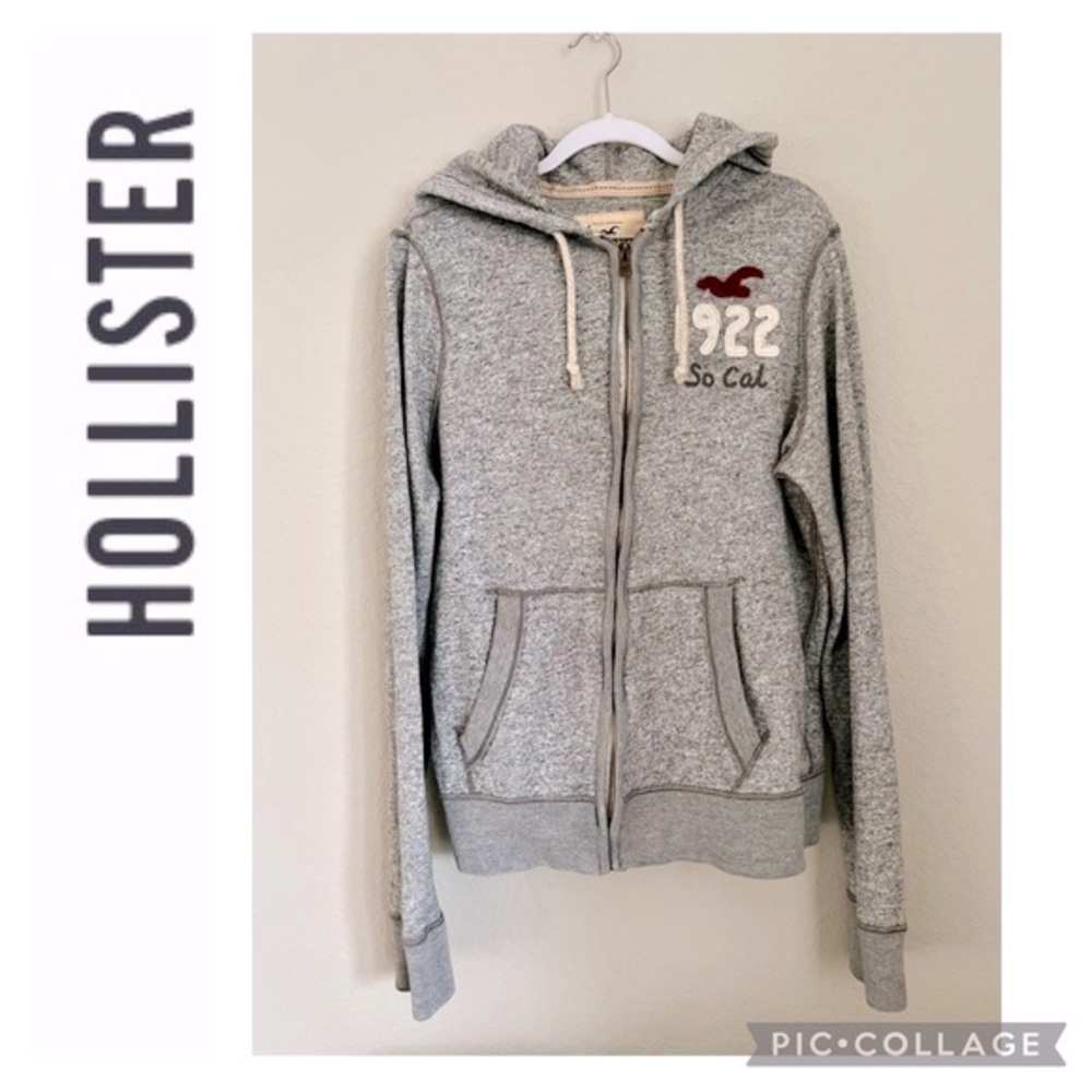HOLLISTER BOYFRIEND HOODIE SWEATSHIRT JACKET EMBROIDERED LOGO 1922 SO CAL XL EUC